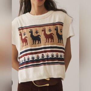 Anthropologie Pilcro Twofer Graphic Mock Neck Knit Vest. Sweater